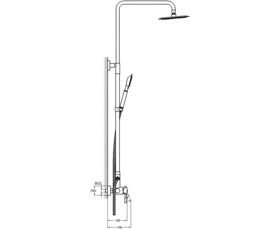 Смеситель для душа Solone с регулируемой высотой штанги и лейкой "Тропический дождь" EZA16-A090 – изображение 2