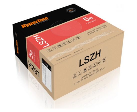 Кабель Hyperline FUTP4-C5E-P26-IN-LSZH-GY-100 (100 м) витая пара, экранированная F/UTP 243623 – изображение 2