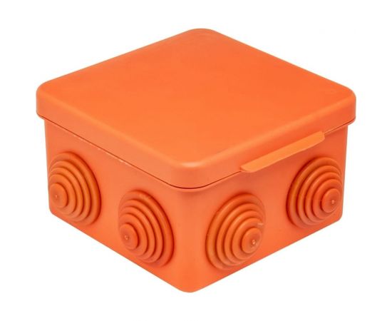 Распаечная коробка для открытой проводки Урал ПАК оранжевая 80х80х50мм с гермовводами, негорючая (НГ) КО-52012080-032-i – изображение 2
