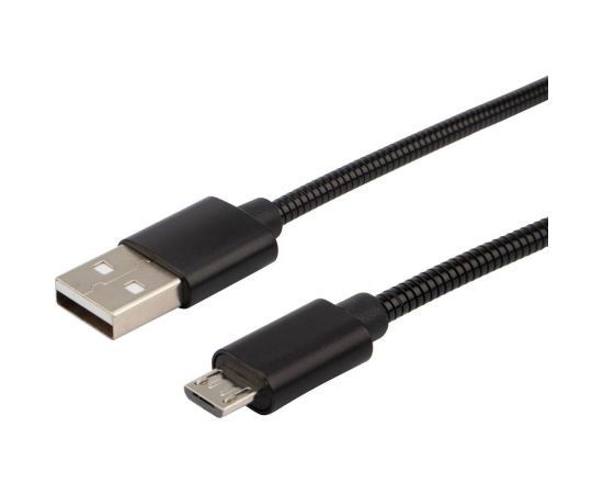 Кабель USB - micro USB REXANT черный металлическая оплетка 1 м 18-4241 – изображение 5