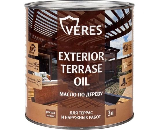 Масло для дерева VERES exterior terrase oil, 3 л, палисандр 255545 – изображение 3