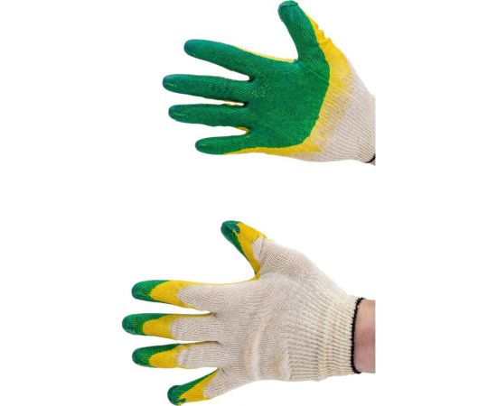 Перчатки с двойным латексным обливом Gigant 13 класс, зеленые GGL-16 – изображение 2