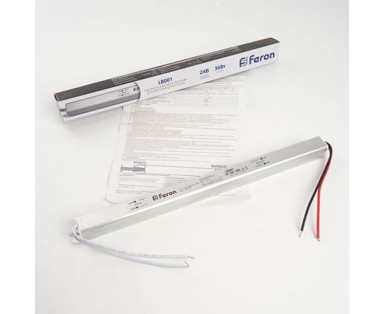 Электронный трансформатор FERON для светодиодной ленты 36W 24V (ультратонкий драйвер), LB001 48012 – изображение 3