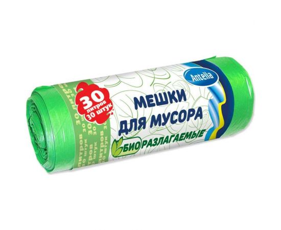 Мешки для мусора 30 л, 30 шт, bio-HDPE, 6 мкм, биоразлагаемые ANTELLA 21367 