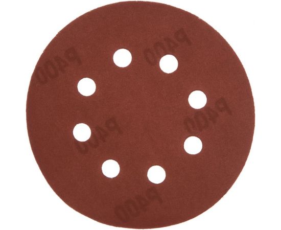 Круг абразивный на ворсовой подложке под липучку, перфорированный (5 шт; 125 мм; 8 отв.; P400) MATRIX 73814 