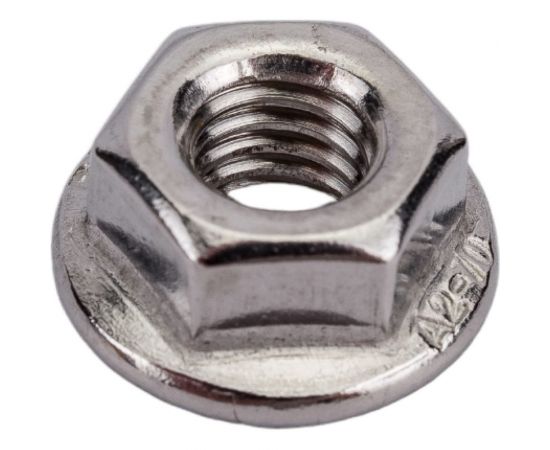 Нержавеющая гайка с фланцем KREPFIELD М6, DIN 6923, А2, с зазубринами, шестигранная, 20 шт. 6923А2ГАЙКАМ6-20 