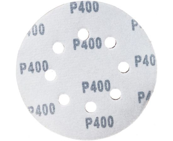 Круг абразивный на ворсовой подложке под липучку, перфорированный (5 шт; 125 мм; 8 отв.; P400) MATRIX 73814 – изображение 4