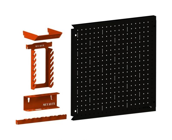 Металлическая перфопанель ООО Металекс Metalex 400x400 мм, черная, с комплектом аксессуаров PRCHA4040 – изображение 3