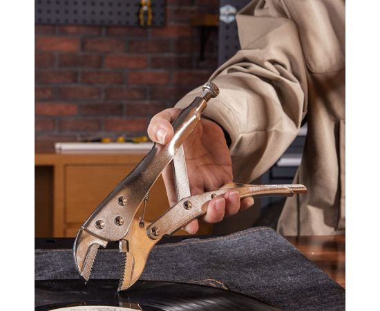 Зажимные клещи DELI dl109010 с прямыми губками, 220мм, рабочий ход 65мм, регулировочный винт 110710 – изображение 4