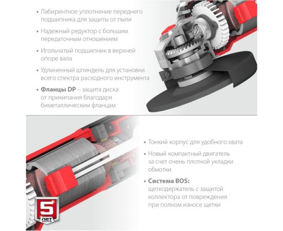 Угловая шлифовальная машина ЗУБР 125 мм, 800 Вт УШМ-125-805 – изображение 10