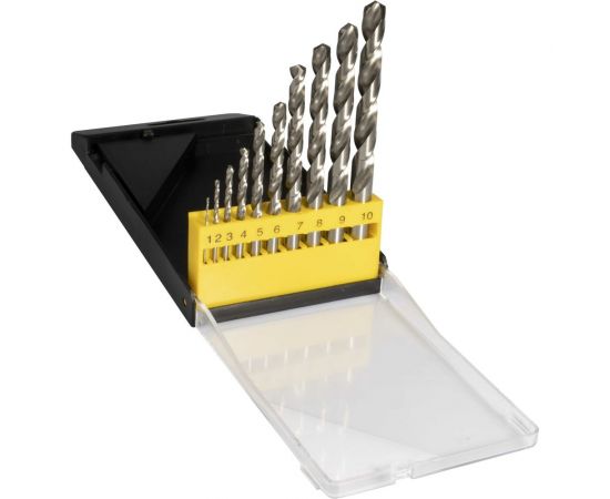 Набор сверл 10 шт, 1-10 мм, HSS 4241, пластиковый футляр ИНСТУЛС 00001518403 
