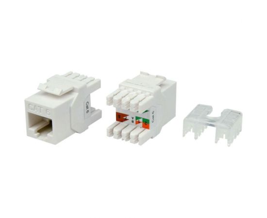 Вставка Hyperline KJ8-8P8C-C6-180-WH Keystone Jack RJ-45 8P8C, категория 6, тип 180 градусов 426189 