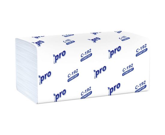 Бумажное полотенце Protissue листовое 1-сл., 250 лист/уп, 210x230 мм, v-сложения белое Г-С192 