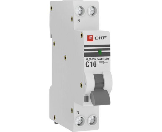 Дифференциальный автомат EKF АВДТ-63М 16А/30мА 1 модуль, характеристика C, электронный, тип A 6кА PROxima D636EA16C30 