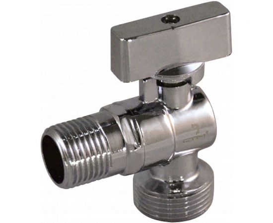 Шаровой угловой кран для бытовых приборов СТМ СТАНДАРТ 1/2х3/4"", ш/ш, с отражателем бабочка, удлиненная резьба, хром CAMR1234 