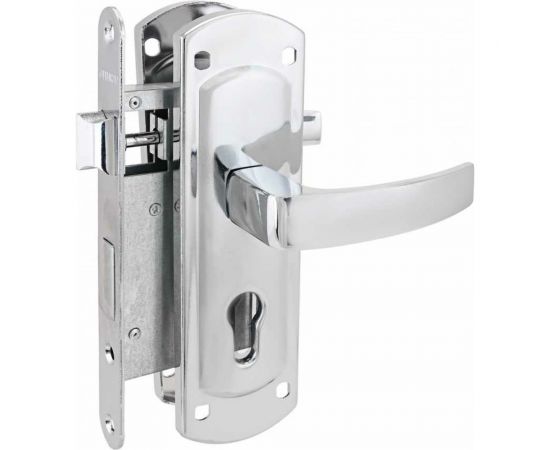 Врезной замок с ручками Аллюр ЗВ4-1/55A CP хром, автомат, без механизма секрета 7157 