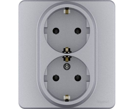 Розетка Legrand 2x2К+З - немецкий стандарт - 16 А - 250 В - INSPIRIA - алюминий 673752 