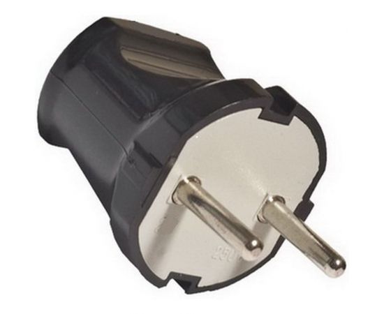 Вилка TANGO без заземления черная 10А 250В индивидуальная упаковка 5/ 20/ 600 1013533 