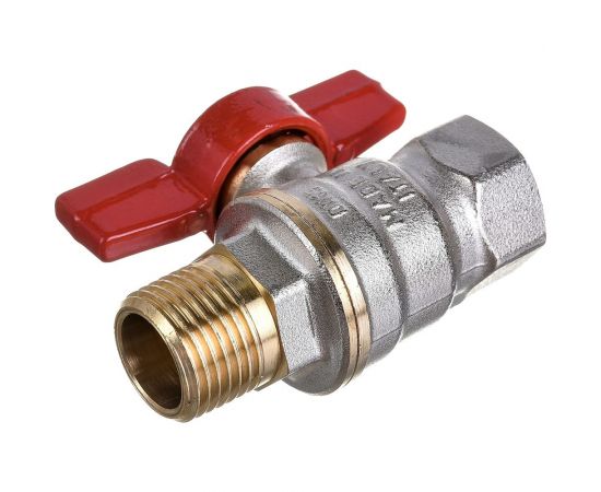 Шаровой кран Giacomini DADO 1/2, ВН, ручка-бабочка красная, никелированный R914 R914X023 – изображение 2