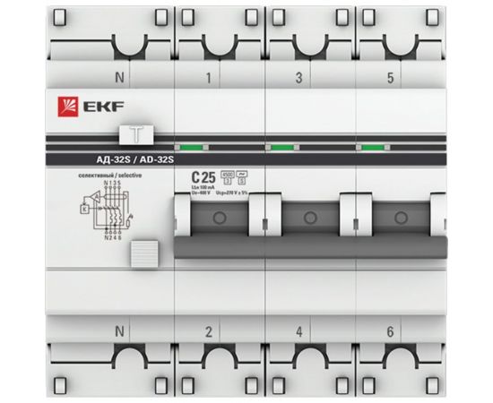 Дифференциальный автомат EKF PROxima АД-32, 3P+N, 25А/100мА, SQ DA32-25-100S-4P-pro – изображение 2
