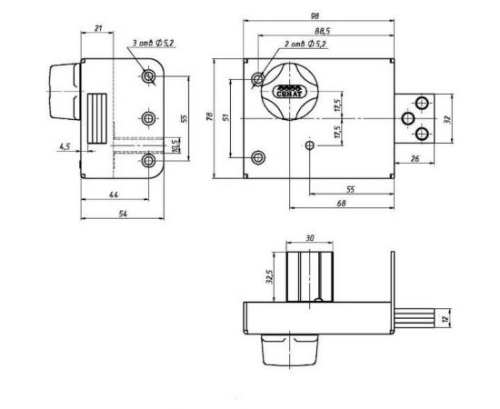 Накладной замок Siblock ЗНС-10-6, 4 ключа 518 – изображение 2