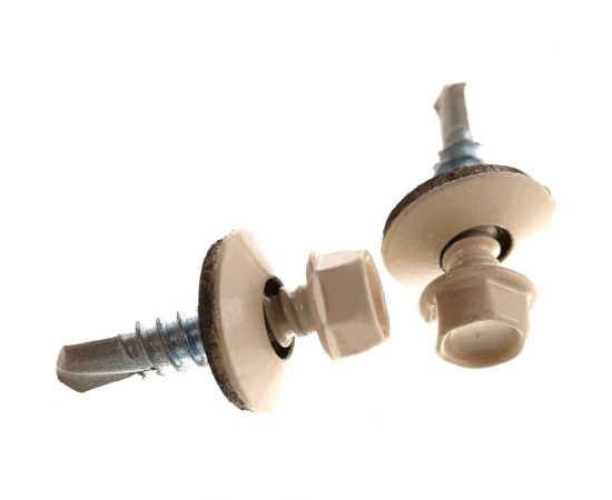 Кровельный саморез крепежная техника слоновая кость RAL 1014, 5.5х25 мм, 250 шт 420408 БК – изображение 2