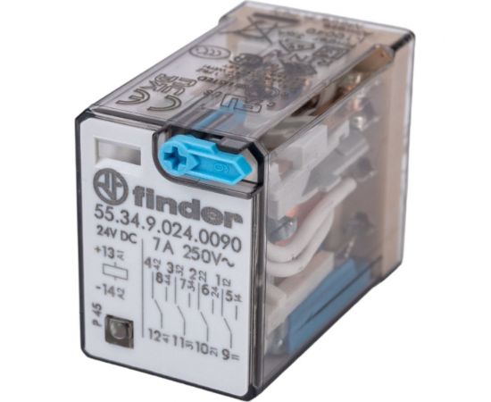 Промежуточное реле Finder 4 перекидных контакта 7А, = 24В DC, 553490240090 – изображение 2