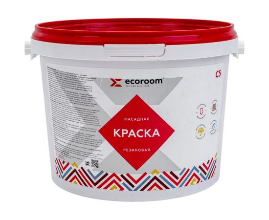 Фасадная резиновая краска ECOROOM RAL 3031 ориент красный, 2.4 кг Е-Кр -3582/3031 – изображение 2