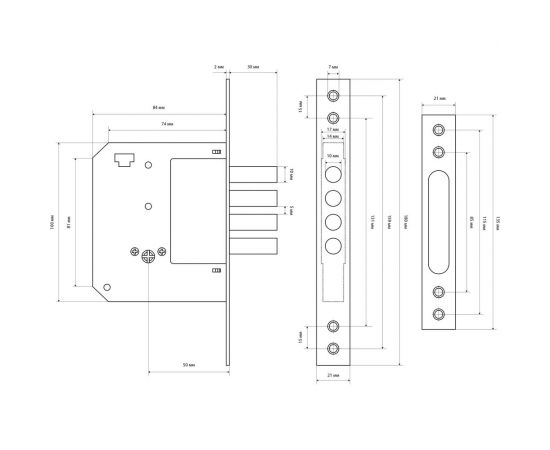 Врезной замок без ручки Стандарт 189-4MF-5К CP (хром; крестообразный ключ) 9273 – изображение 2