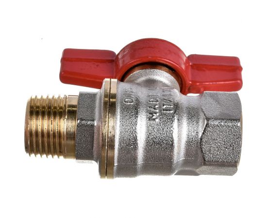 Шаровой кран Giacomini DADO 1/2, ВН, ручка-бабочка красная, никелированный R914 R914X023 – изображение 4