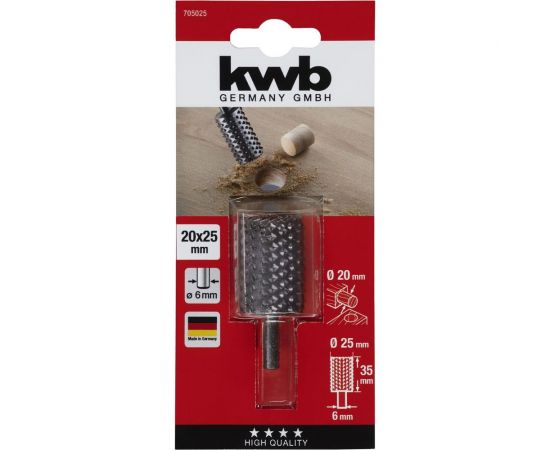 Бор-фреза по дереву (20x25 мм; хвостовик 6 мм) KWB 705025 – изображение 2