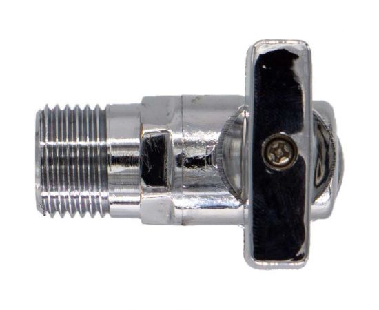 Шаровой угловой кран для бытовых приборов СТМ СТАНДАРТ 1/2х3/4"", ш/ш, с отражателем бабочка, удлиненная резьба, хром CAMR1234 – изображение 4