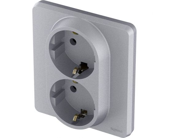 Розетка Legrand 2x2К+З - немецкий стандарт - 16 А - 250 В - INSPIRIA - алюминий 673752 – изображение 3