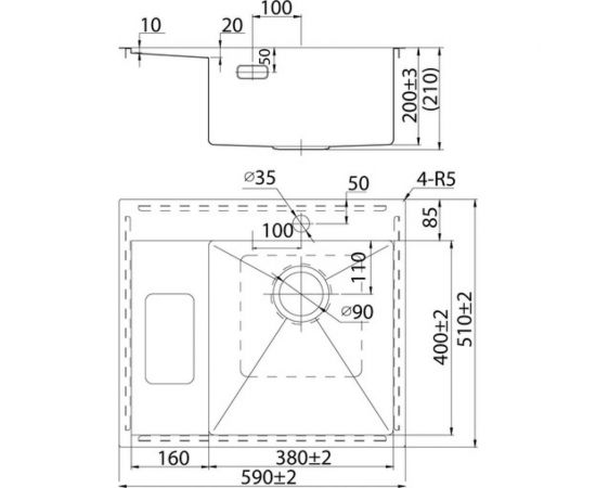 Мойка из нержавеющей стали IDDIS Haze сатин, чаша справа, 590х510 HAZ59SRi77 – изображение 2
