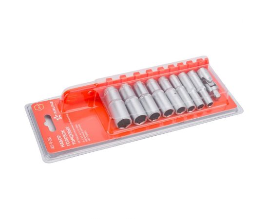 Набор головок торцевых шестигранных глубоких с карданным шарниром (9 предметов; 1/4"" DR; 6-13 мм) Airline AT-9-25 – изображение 2