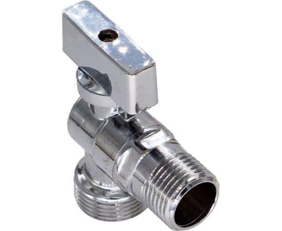 Шаровой угловой кран для бытовых приборов СТМ СТАНДАРТ 1/2х3/4"", ш/ш, с отражателем бабочка, удлиненная резьба, хром CAMR1234 – изображение 2