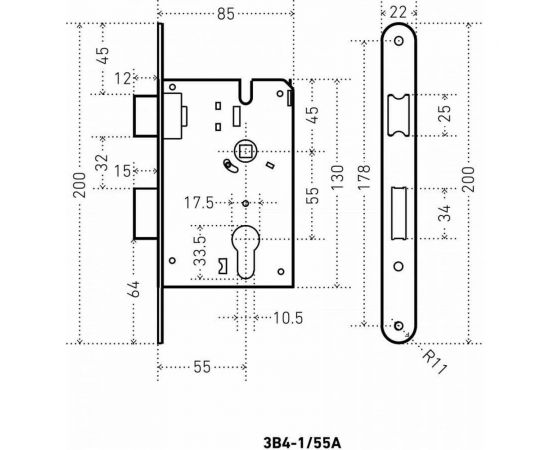 Врезной замок с ручками Аллюр ЗВ4-1/55A CP хром, автомат, без механизма секрета 7157 – изображение 2