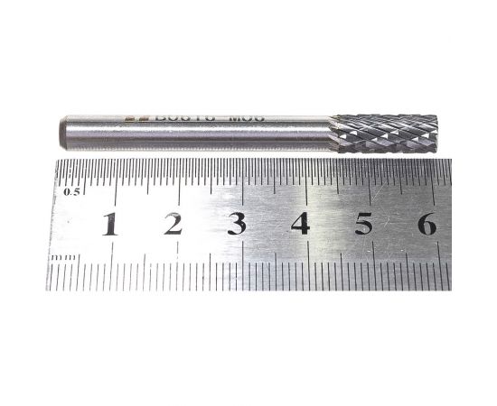 Борфреза твердосплавная цилиндрическая с торцовыми зубьями с двойной насечкой (6х16 мм; хвостовик 6 мм) ПНЕВМО-ТРЕЙД B0616-M06 – изображение 4