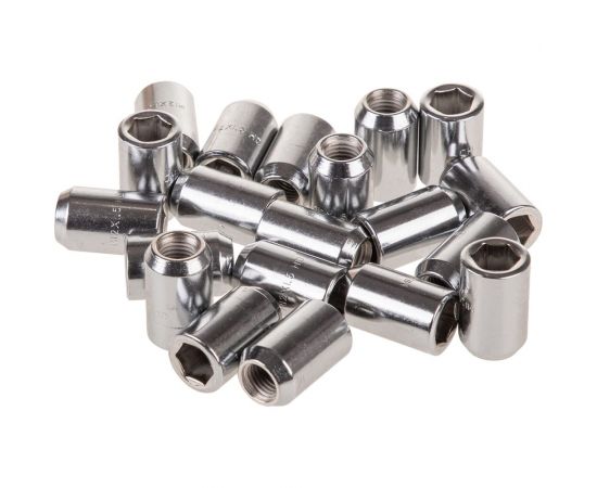 Гайка конус M12x1.50x32 мм, D=20 мм, ключ внутренний 6-гранник 12 мм, хром 038, 20 шт SKYWAY S10602038 