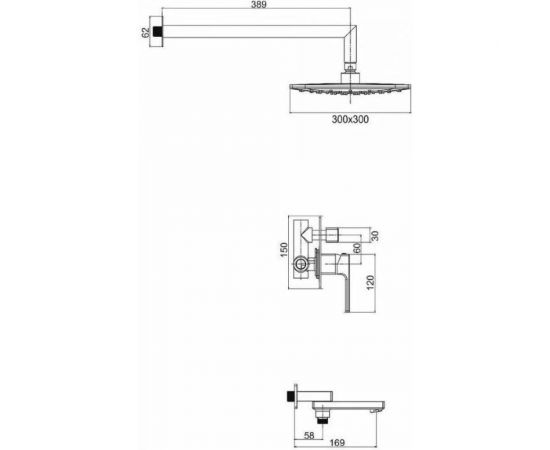 Душевая система Gappo 35к G7117-6 лейка ""Тропический душ"" встраиваемая, черный 545227 – изображение 8