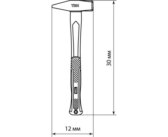 Слесарный молоток TDM 600 гр, кованый, с усиленной прорезиненной фибергласовой рукояткой Алмаз SQ1036-0114 – изображение 12