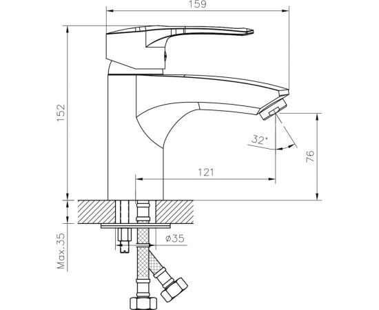 Одноручный смеситель для умывальника и биде Decoroom монолитный DR70015 – изображение 2
