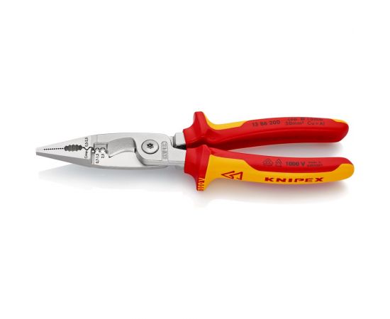 Электромонтажные клещи Knipex VDE, 6-в-1, 200 мм, диэлектрические, хром, 2К ручки, KN-1386200SB – изображение 2