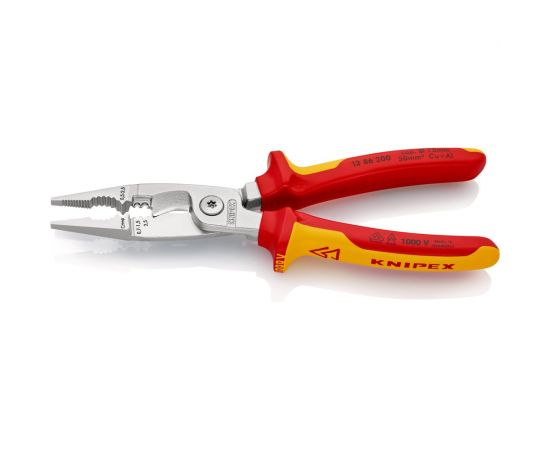 Электромонтажные клещи Knipex VDE, 6-в-1, 200 мм, диэлектрические, хром, 2К ручки, KN-1386200SB – изображение 3