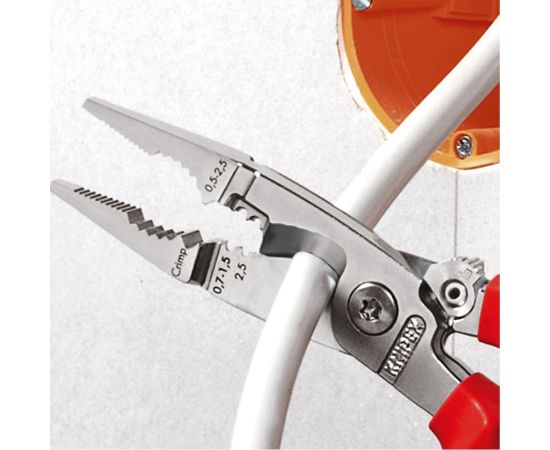 Электромонтажные клещи Knipex VDE, 6-в-1, 200 мм, диэлектрические, хром, 2К ручки, KN-1386200SB – изображение 4