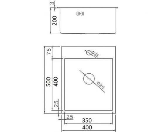 Кухонная мойка из нержавеющей стали WISENT с PVD-покрытием WW34050В – изображение 2