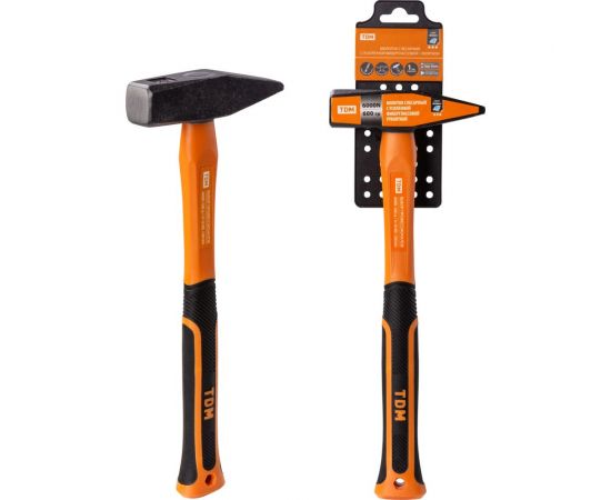 Слесарный молоток TDM 600 гр, кованый, с усиленной прорезиненной фибергласовой рукояткой Алмаз SQ1036-0114 – изображение 8