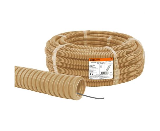 Гофрированная труба TDM ПВХ d 25 с зондом 25 м легкая "ЭКО" сосна SQ0401-0053 