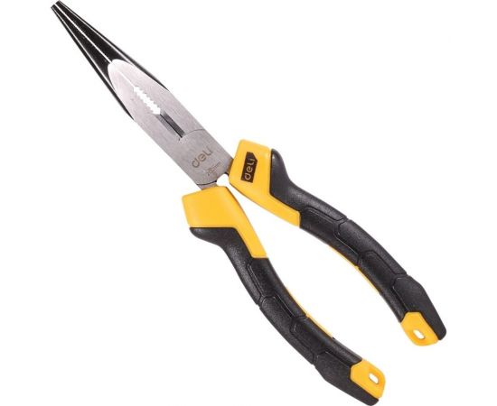 Удлиненные плоскогубцы DELI dl2108z 200 мм, сталь CrV, прорезиненная двухкомпонентная рукоять 110705 