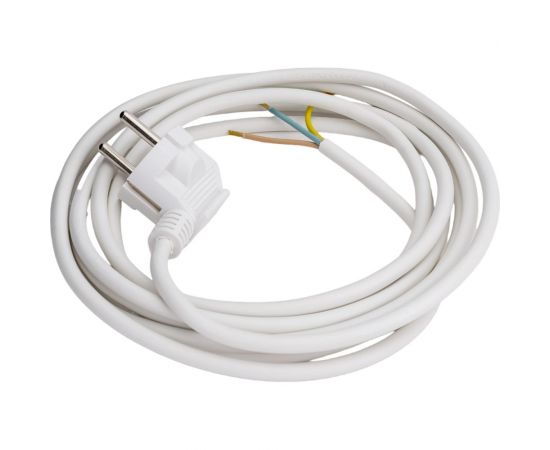 Сетевой шнур Мастер Тока ПВСбм 3x1 белый, 10А, с заземлением, 3м, угловая вилка СШ0027 